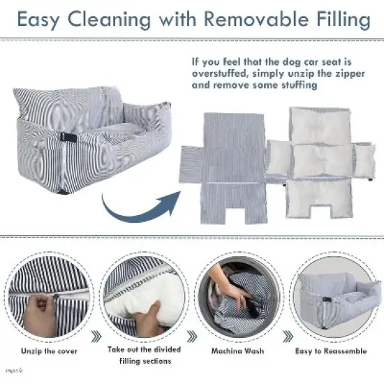 Hachikiko Elevated Dog Car Seat for Large Dogs &ndash; Booster with Safety Belt, Non-Slip Base & Storage Pockets, Includes Waterproof Mat (43.3x21.7x17.7in) image {7}