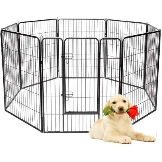 Tangkula 40" 8 Metal Panel Heavy Duty Pet Playpen Dog Exercise Pen Cat Fence Safety Gate image {9}