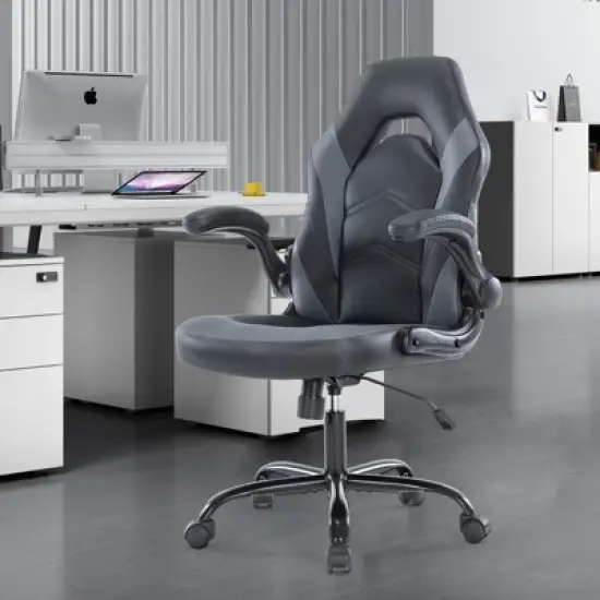 FIRNEWST Next - Level Gaming Comfort: PU Leather Ergonomic Chair with Adjustable Flip - up Armrests image {7}