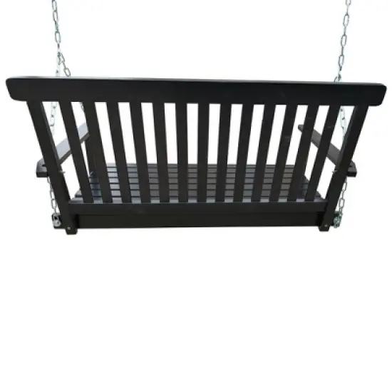 PAGED Patio Porch Swing with Armrests,Wood Bench Swing with Hanging Chains for Patio Backyard,Garden image {4}