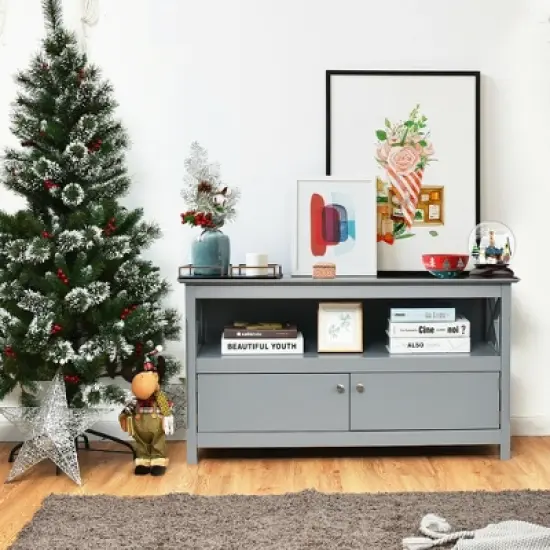 Costway Free Standing TV Cabinet Wooden Console TV Media Entertainment image {3}