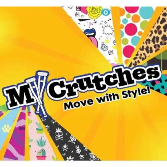 My Crutches - Fashionable Designed Crutches w Underarm Pad for Kids/Adults w Adjustable Handgrip & Length for Heights 4'5" to 5'2" (Crossbones) image {3}