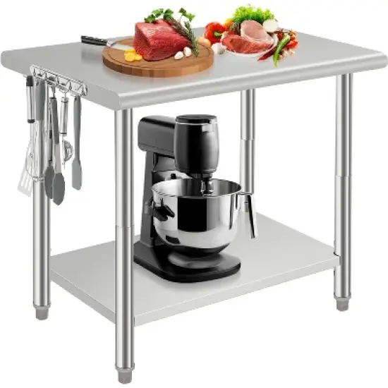 Heavy Duty Stainless Steel Work Table, Adjustable Height Utility Table for Home, Garage, and Restaurant Use image {13}