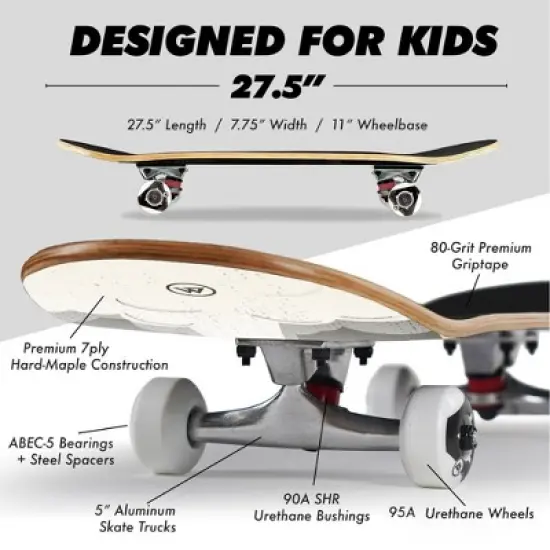 Magneto Skateboard | Maple Wood | ABEC 5 Bearings | Double Kick Concave Deck | For Beginners, Teens & Adults (Rocket) image {3}