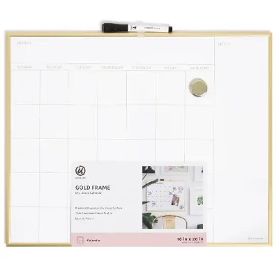 U Brands 16"x20" Dry Erase Calendar Board Gold image {5}
