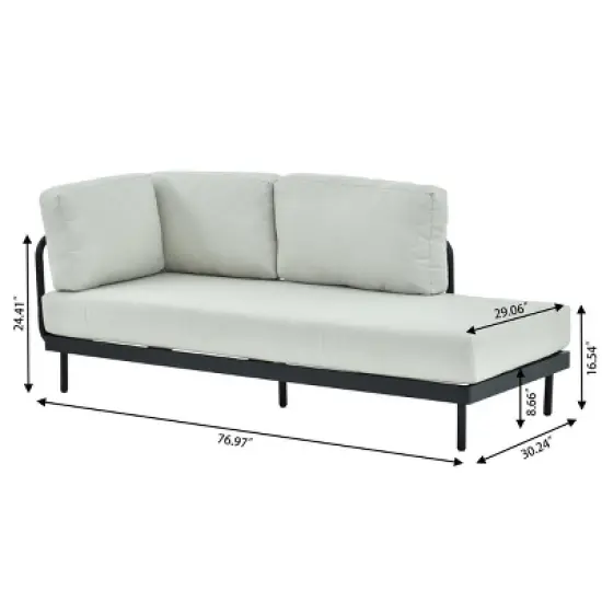 Decksplore L-Shaped Sofa with Dining Table Aluminum Patio Sectional with Coffee Table image {2}