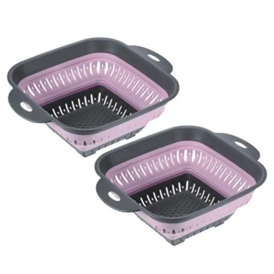 Unique Bargains Silicone Foldable Ergonomic Handles Dishwasher Safe Colander 2 Pcs image {5}