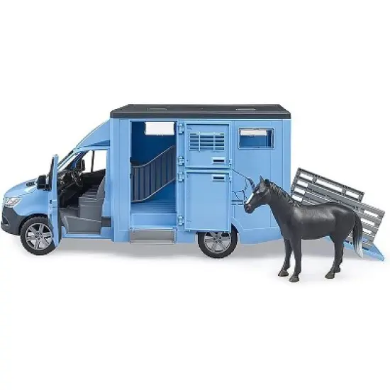 Bruder MB Sprinter Animal Transporter with Horse image {1}