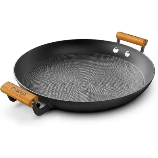 imarku Non Stick Frying Pan, 14 Inch Large Cast Iron Skillets, Cooking Paella Pan with Stay Cool Handle, Nonstick Grill Pan Compatible with Cooktops image {7}
