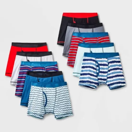 Boys' 10pk Striped Boxer Briefs - Cat & Jack&trade; Red/Blue image {4}
