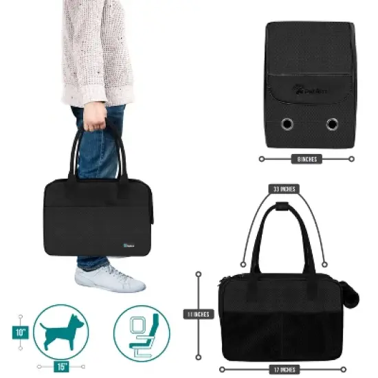 PetAmi Dog Purse Carrier, Airline Approved Soft Sided Pet Carrying Bag Pockets, Ventilated Puppy Cat Travel Carry Tote, Fleece Bed image {1}