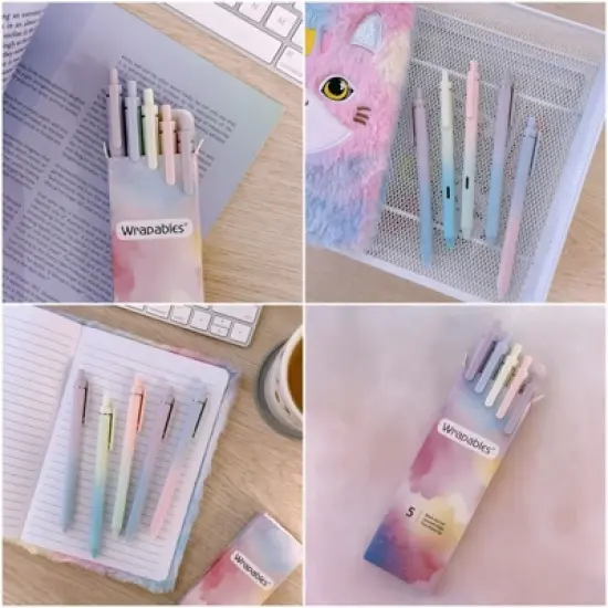 Wrapables Large Capacity Pencil Case, Expandable Pencil Pouch with Silent Retractable Gel Pen Set image {7}