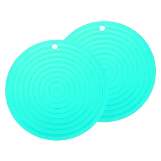Unique Bargains Round Heat Resistant Silicone Trivet Mat with Hang Hole 2 Pcs image {7}