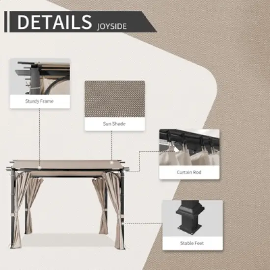 UPTIOT 11 Ft. W x 11 Ft. D Aluminum Pergola With Canopy image {6}