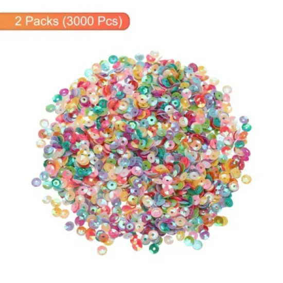 Unique Bargains Loose Shine Smooth DIY Crafts Cup Iridescent Sequins 3000 Pcs Multicolored image {2}