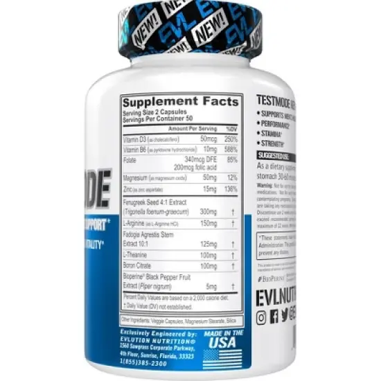 Evlution Nutrition TestMode - Testosterone Support Complext - 50 Servings image {1}