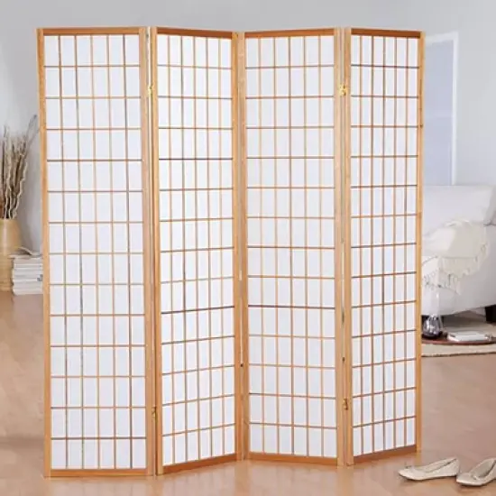 4 Panel Room Divider Natural - Ore International image {2}