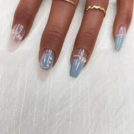 Vynxaria Blue Quick & Easy Wearable Nails for Instant Style Size M image {3}