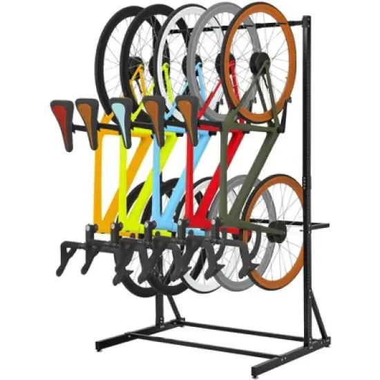 COZONY Freestanding Bike Rack, 5-Bike Capacity Vertical Storage Stand, Garage Bicycle Organizer with Steel Construction image {2}