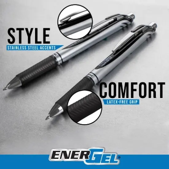 Pentel 5ct Rollergel Pens Energel 0.7mm Multiple Color Ink: Quick Drying, Retractable, Blue, Green, Black, Stationery Set image {1}