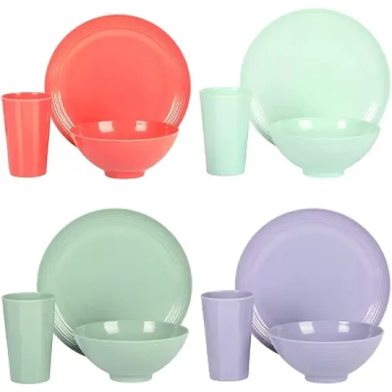 Gibson Home Zelly 12 Piece Round Melamine Dinnerware Set in Assorted Colors image {1}