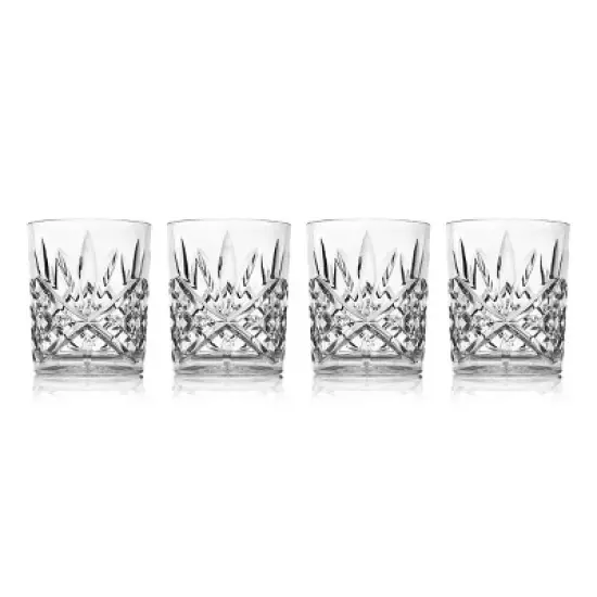 Godinger Silver Set of 4 Dublin Acrylic Double Old Fashion Glasses: Hand Wash, 12 oz Capacity, Clear Drinkware for All Ages image {4}