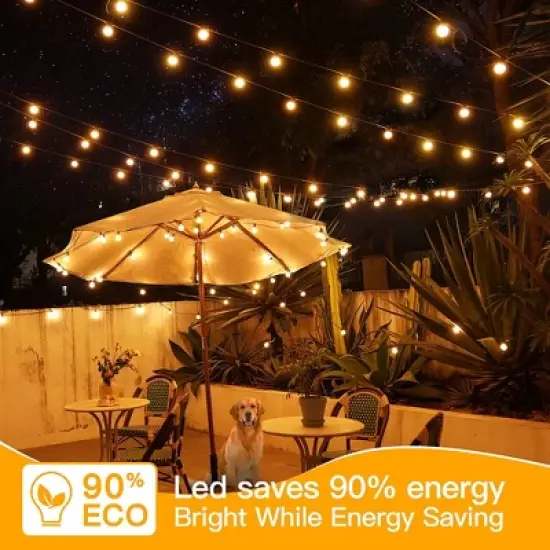Itopfox 100FT Outdoor String Lights, Waterproof Connectable Shatterproof Outside Light with 50 Edison Spare LED Bulbs Plug in Patio Lights for Indoor image {6}