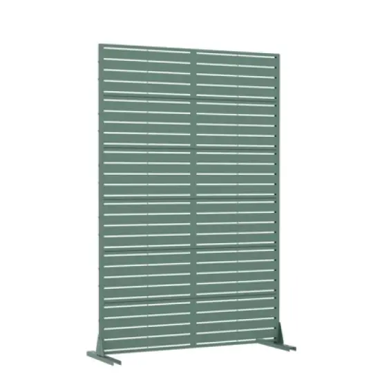 PexFix 72 in. x 47 in. Green Metal Freestanding Privacy Screen Garden Fence For Deck Patio Balcony Outdoor Privacy Panel Louvered Design image {1}