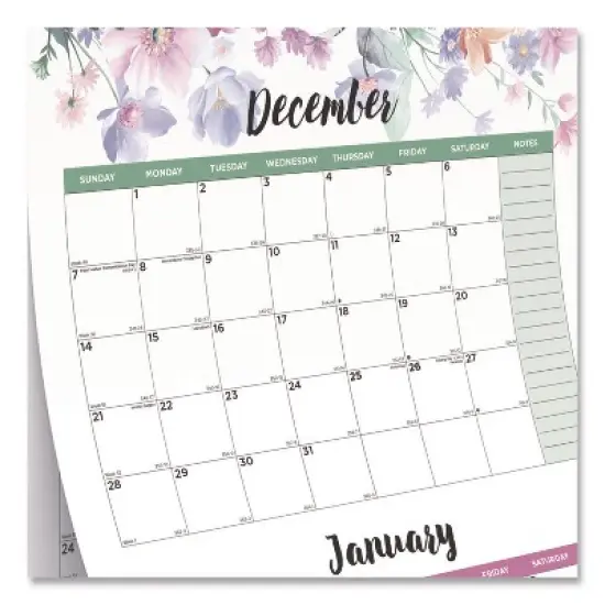 3-Month Quarterly Wall Calendar, Passion Floral Artwork, 12.25 x 27, White/Multicolor Sheets, 14-Month: Dec 2025 to Jan 2027 image {3}