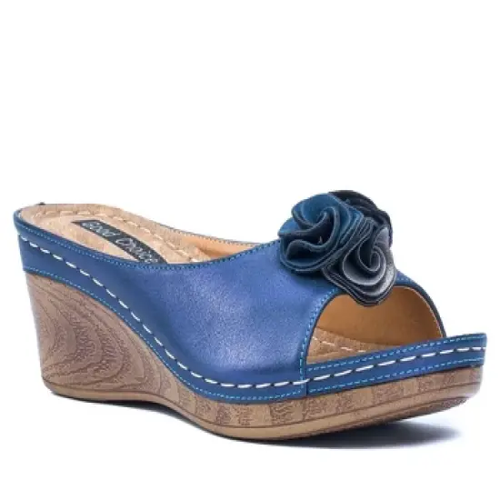 GC Shoes Sydney Flower Comfort Slide Wedge Sandals image {14}