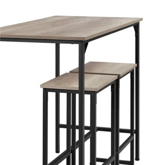 Yaheetech Industrial Counter Height Table Set with 2 Backless Stools for Kitchen image {6}
