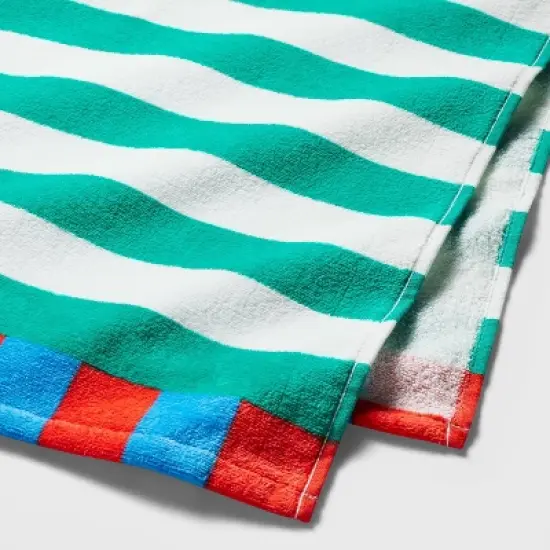 Striped Beach Towel Green/White - Sun Squad&trade; image {1}