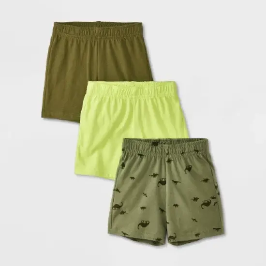 Toddler Boys' 3pk Dino Printed Pull-On Shorts - Cat & Jack&trade; Dark Olive Green image {3}