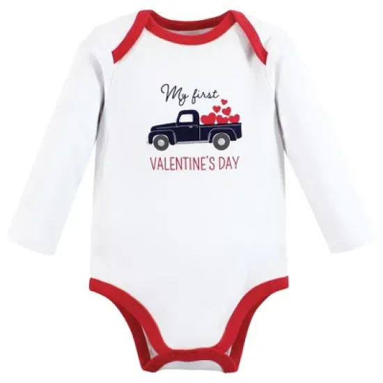 Hudson Baby Infant Boy Cotton Long-Sleeve Bodysuits, Valentine Truck image {2}