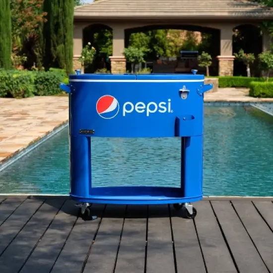 Permasteel 80qt Pepsi Oval Sporty Outdoor Cooler Cart image {4}