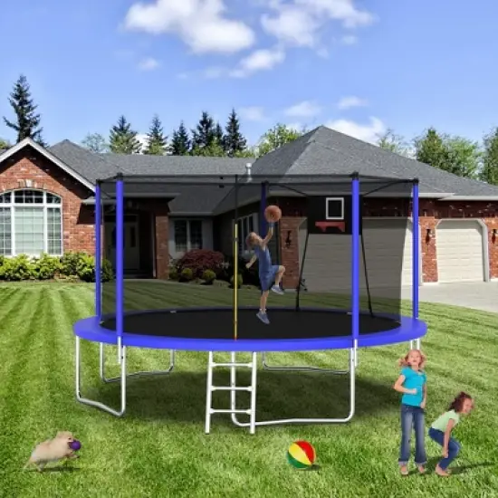 ORRD 14FT Trampoline ,Sports Fitness Trampolines with Enclosure Net, Recreational Trampolines for Outdoor Indoor image {6}