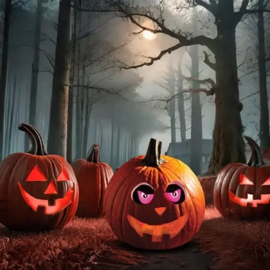 Funworld Eerie Light-Up Pumpkin Eyes Halloween Decoration | Purple image {3}