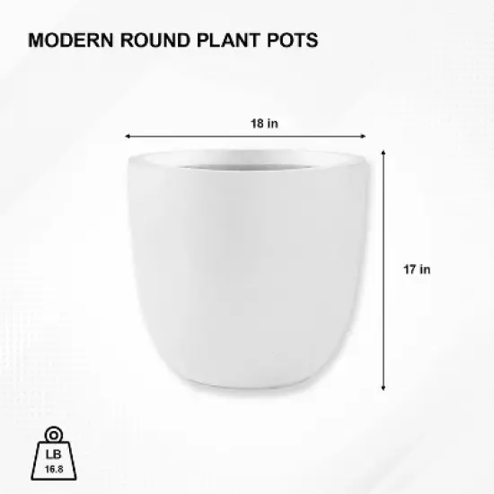 Rosemead Home & Garden, Inc. Concrete Outdoor Planter Pot White 18"x18" image {4}