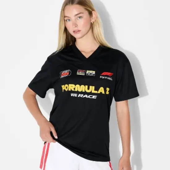 Women's F1 Short Sleeve Oversized Graphic Jersey - Black image {3}