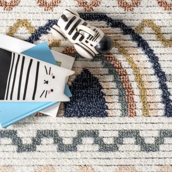 Kaarina Multi Rainbow Kids Fringe Area Rug image {5}