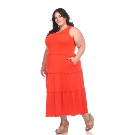 Plus Size Scoop Neck Tiered Midi Dress - White Mark image {2}