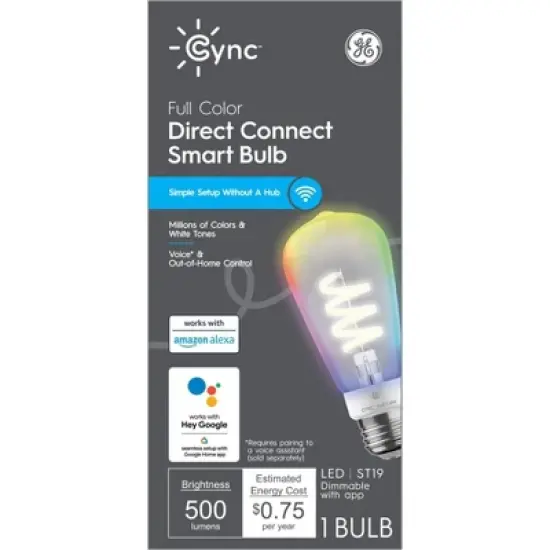 GE CYNC Smart Edison Style Light Bulb, Full Color, Bluetooth and Wi-Fi Enabled image {3}