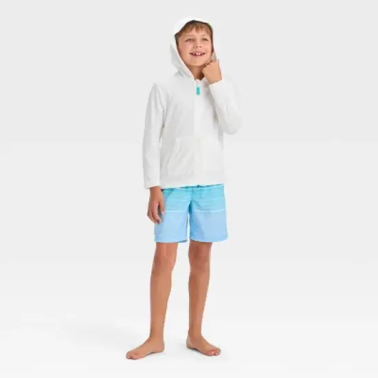 Boys' Solid Zip-Up Cover Up Top - Cat & Jack&trade; White image {2}
