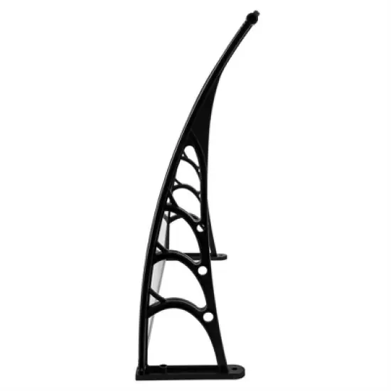 Front Door Canopy, Porch Canopy Outdoor 100 x 80 Cm Curved Transparent Plate + Black Bracket image {3}