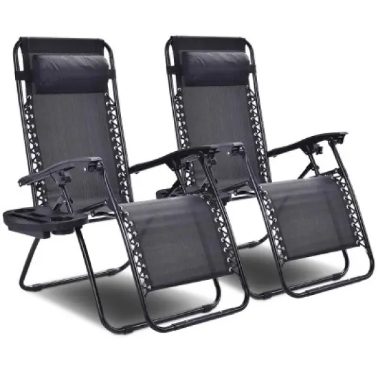 Tangkula 2PC Zero Gravity Chair Adjustable Recliners Textiliene image {11}