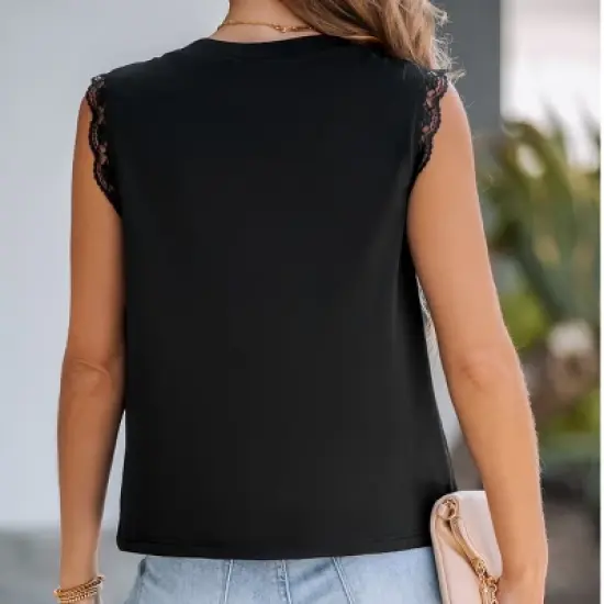 Women's Scalloped Lace Buttoned Top - Cupshe image {4}