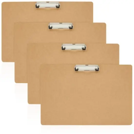 Stockroom Plus 4-Pack Extra Large Clipboard, Horizontal Wooden Lap Boards w Low Profile Clip for Drawing, Sketching, 3mm, 11.5x17.4 In image {8}