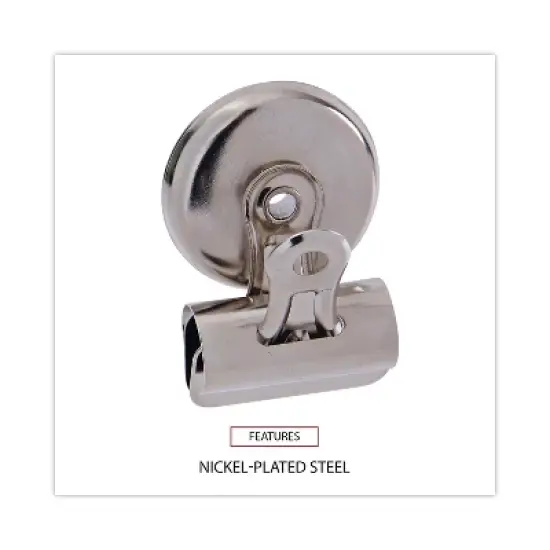 Universal Bulldog Magnetic Clips Metal 7/16" Capacity 1 1/4" Wide Nickel-Plated 18/PK 31260 image {3}
