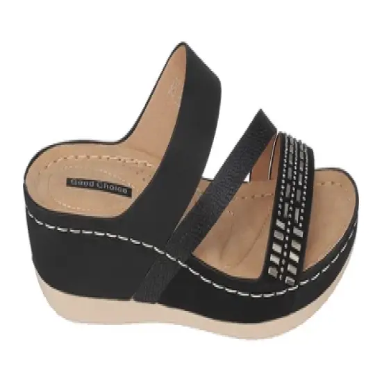 GC Shoes Tera Embellished Comfort Slide Wedge Sandals image {1}