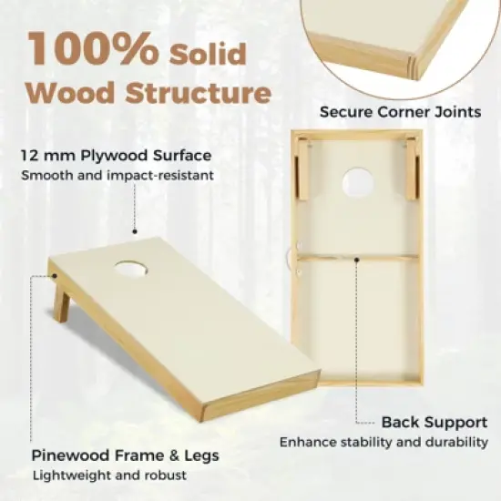 Costway 1/2 PCS 4'x2' Portable Corn Hole Game Board Includes 8 Bean Bags Solid Wood image {9}